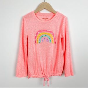 Cat & Jack Neon Orange Size Extra Small (4/5) Long Sleeve Rainbow Dog Top